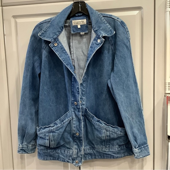 S.B. II by Bitterman Jackets & Blazers - S.B. II by Bitterman Woman’s Vtg Blue Denim Coat Jacket Sz L, Snap Closure